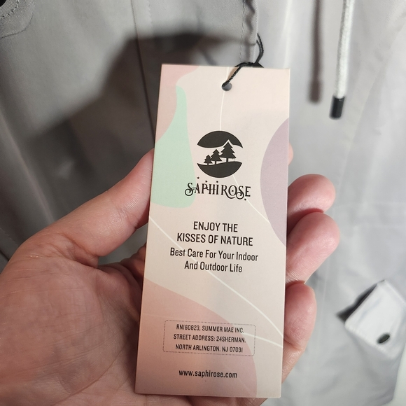 Women's Long Hooded Anorak Style Windbreaker Jacket Outdoor Raincoat Saphirose - Picture 9 of 15